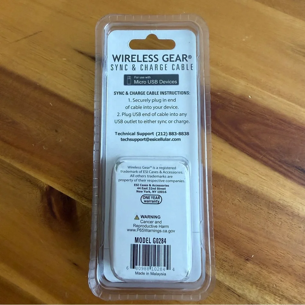 Wireless Gear sync‎ and charge Cable Micro USB 4 feet